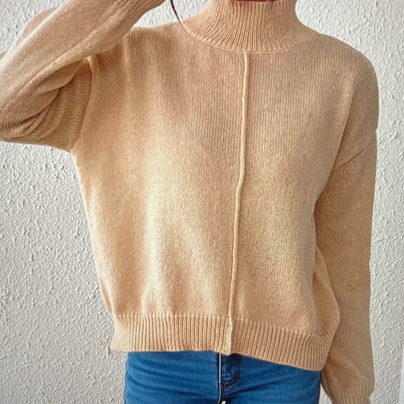 Sweaters - Cozy Tan Turtleneck Sweater